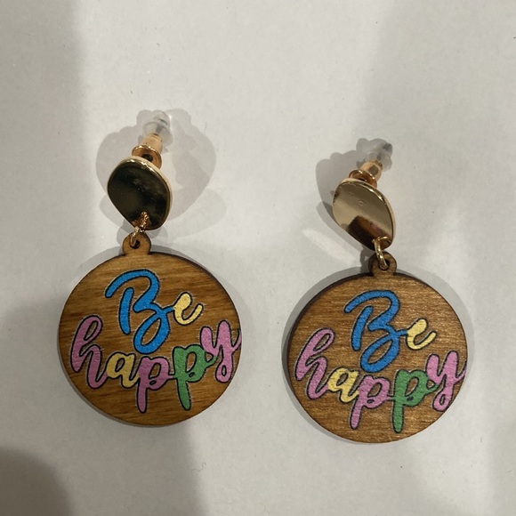 “Be Happy” Earrings - NEW - Picture 2 of 3